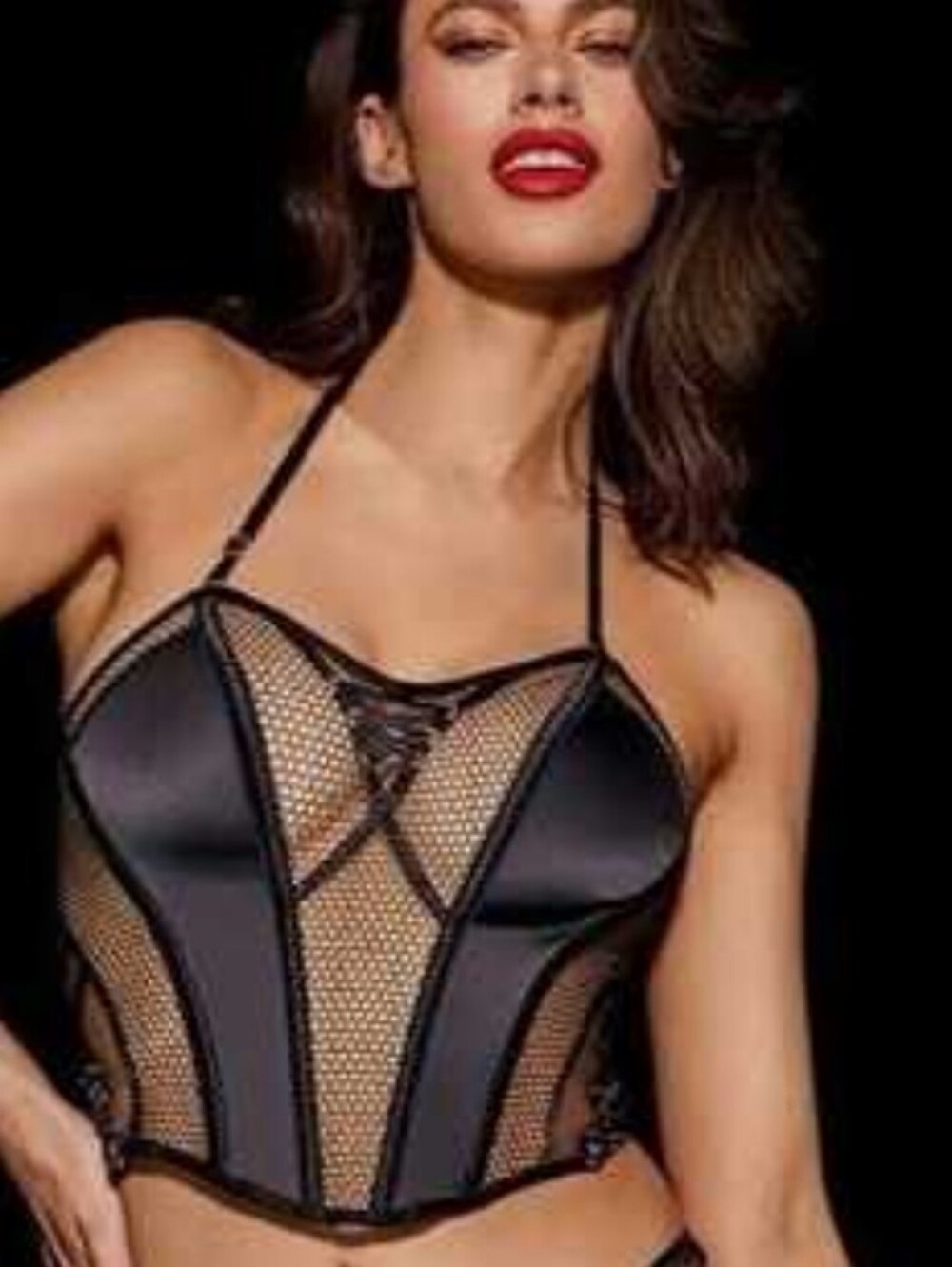 Honey Birdette Toni Corset XL Black Mesh Panel Bustier Intimates NWOT Luxury